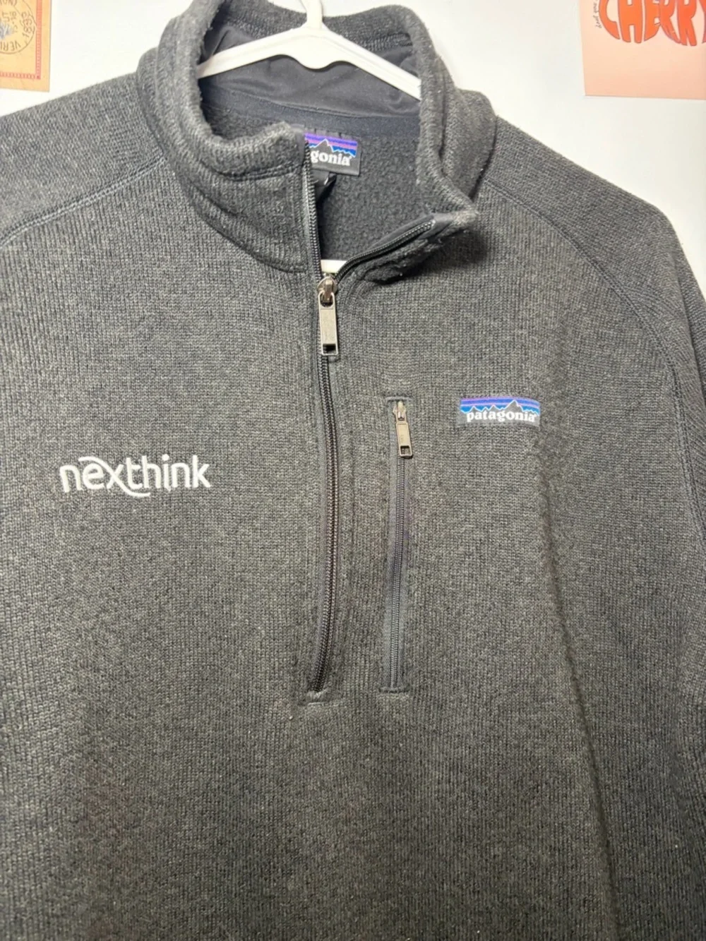 Patagonia Charcoal Gray Quarter-Zip Fleece Pullover with Nexthink Embroidery